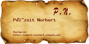 Pázsit Norbert névjegykártya
